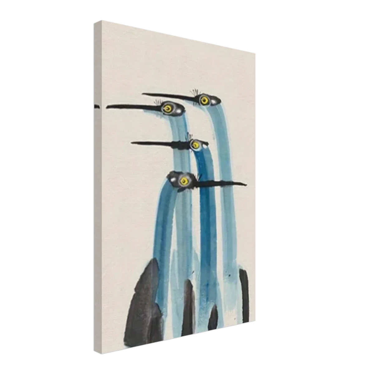 Whimsical Flight – Abstract Watercolor Herons | Wall art Print - Canvas - 40x60 cm / 16x24″ -