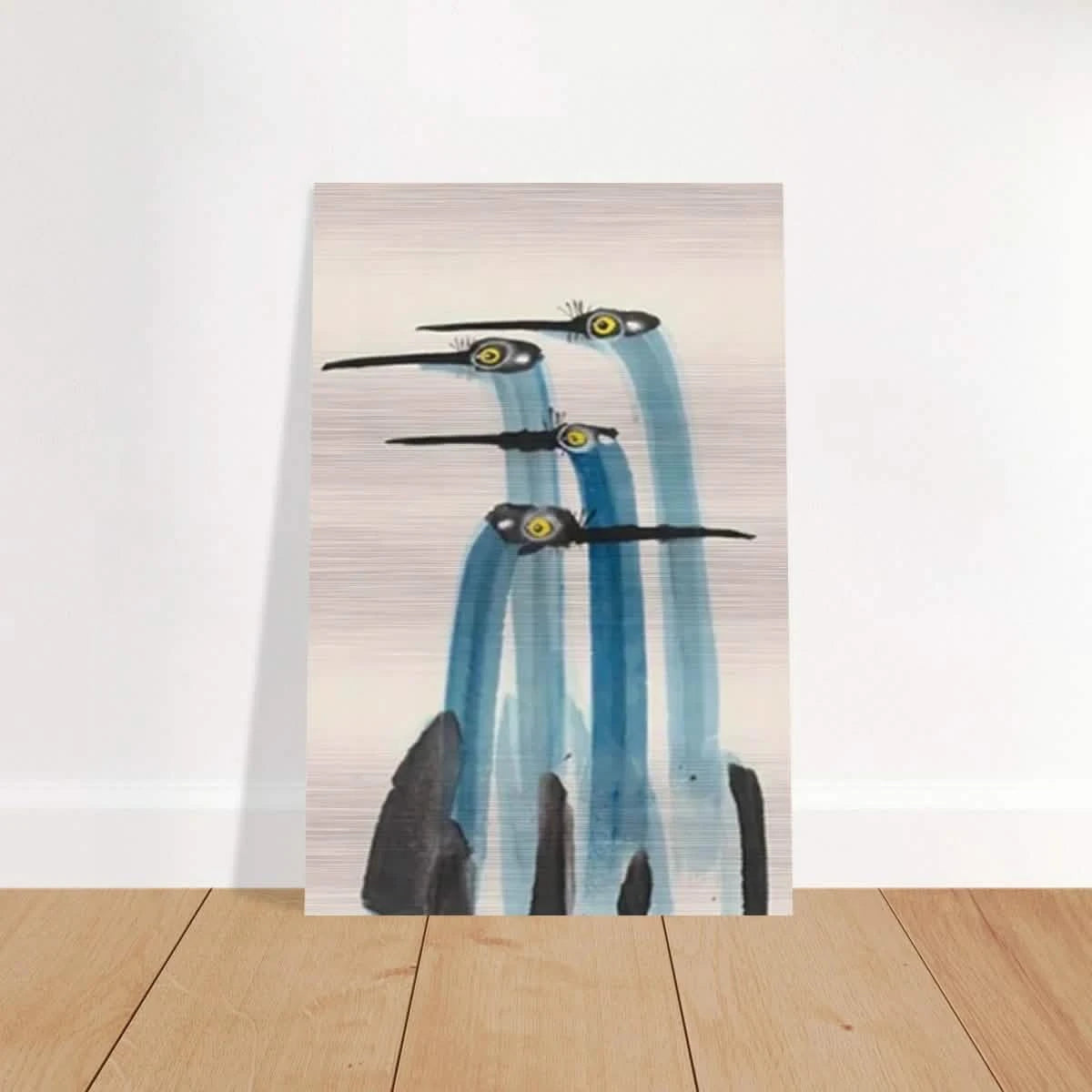 Whimsical Flight – Abstract Watercolor Herons | Wall art Print - Brushed Aluminum Print - 30x45 cm / 12x18″ -