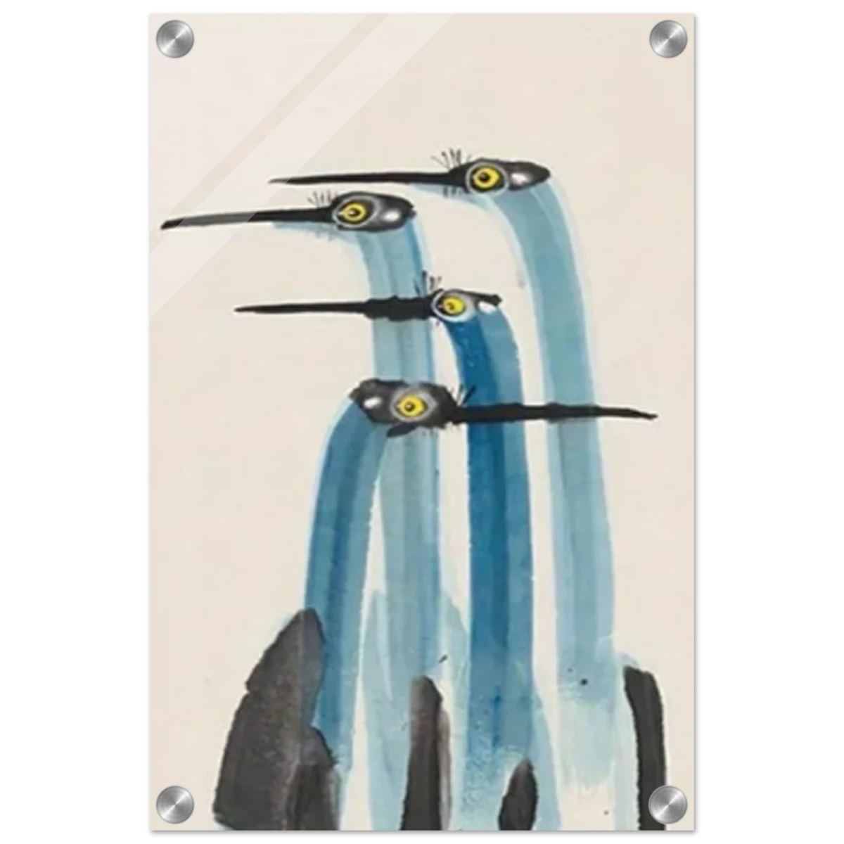 Whimsical Flight – Abstract Watercolor Herons | Wall art Print - Acrylic Print - 30x45 cm / 12x18″ -