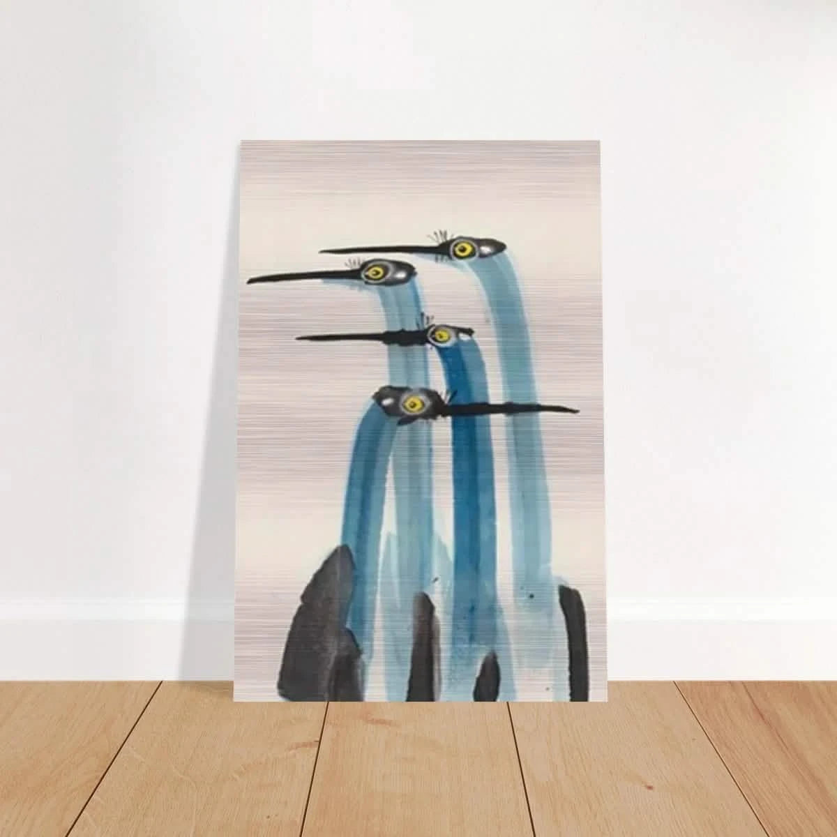 Whimsical Flight – Abstract Watercolor Herons | Wall art Print - Brushed Aluminum Print - 60x90 cm / 24x36″ -