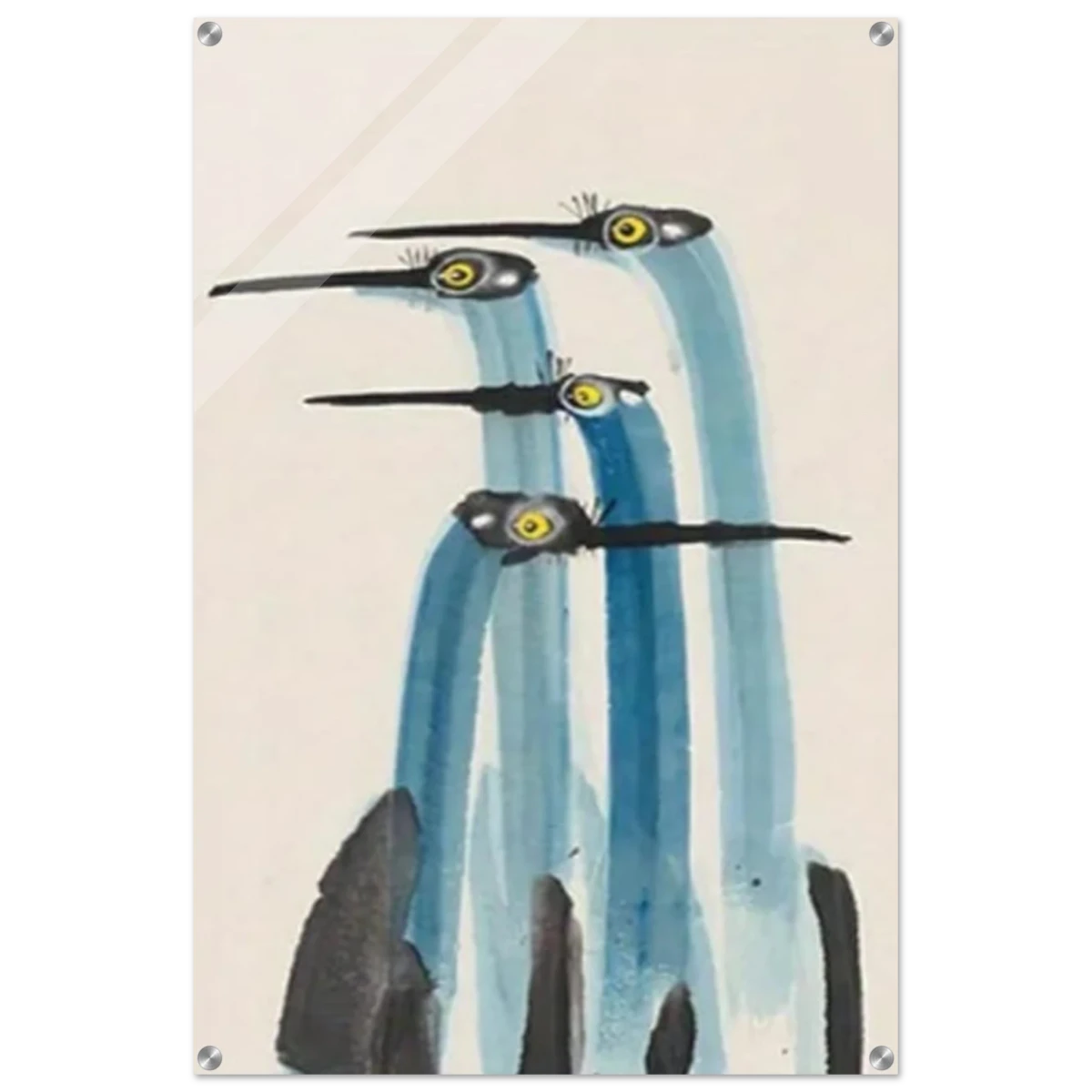 Whimsical Flight – Abstract Watercolor Herons | Wall art Print - Acrylic Print - 60x90 cm / 24x36″ -