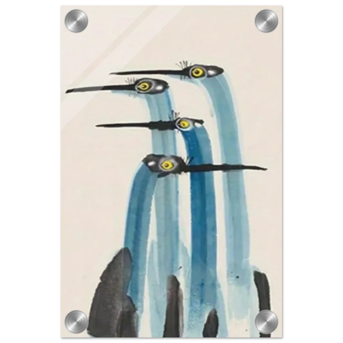 Whimsical Flight – Abstract Watercolor Herons | Wall art Print - Acrylic Print - 20x30 cm / 8x12″ -