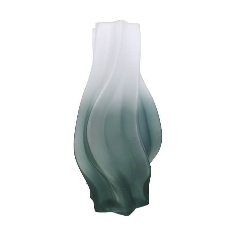 Whirlwind Glass Vase – Modern Minimalist Decorative Vase in Green, Grey, White & Pink - Green Plus Size -