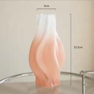 Whirlwind Glass Vase – Modern Minimalist Decorative Vase in Green, Grey, White & Pink - Pink Large Sized -