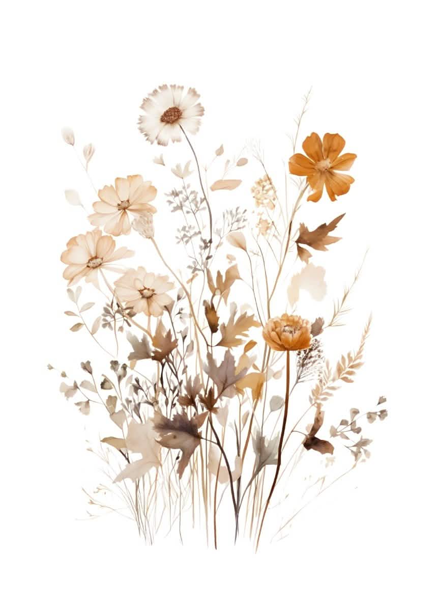 "Whispers in Bloom" – Soft Botanical Harmony | Wall Art Print | 6 Design Options - 20x30 cm / 8x12" - Design Option 2 - Canvas