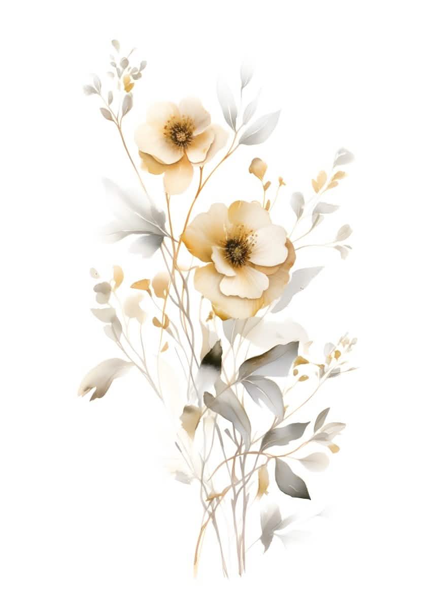 "Whispers in Bloom" – Soft Botanical Harmony | Wall Art Print | 6 Design Options - 20x30 cm / 8x12" - Design Option 3 - Canvas