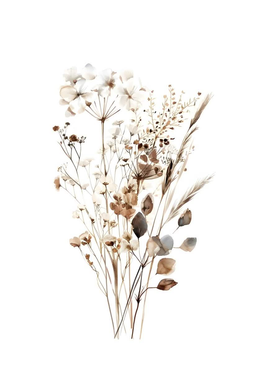"Whispers in Bloom"|V02| – Soft Botanical Harmony | Wall Art Print | 6 Design Options - 20x30 cm / 8x12" - Design Option 5 - Canvas