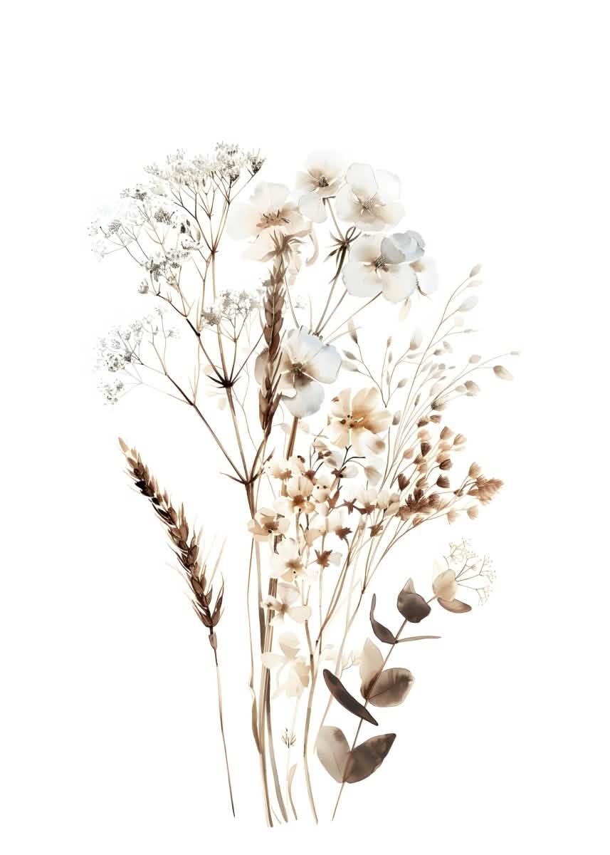 "Whispers in Bloom"|V02| – Soft Botanical Harmony | Wall Art Print | 6 Design Options - 20x30 cm / 8x12" - Design Option 3 - Canvas