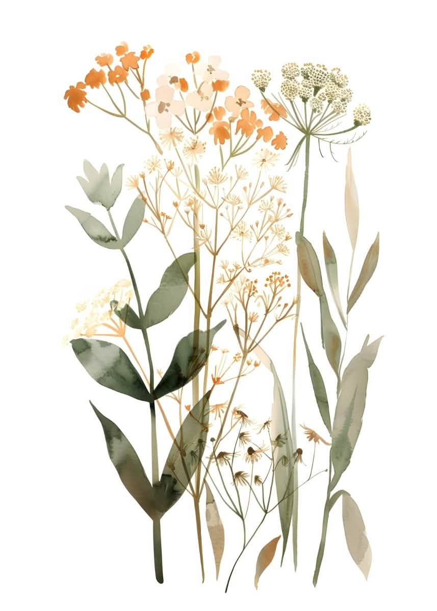 "Whispers in Bloom"|V03| – Soft Botanical Harmony | Wall Art Print | 6 Design Options - 20x30 cm / 8x12" - Design Option 5 - Canvas
