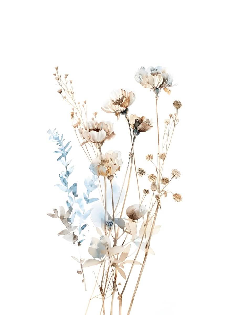 "Whispers in Bloom"|V03| – Soft Botanical Harmony | Wall Art Print | 6 Design Options - 20x30 cm / 8x12" - Design Option 3 - Canvas