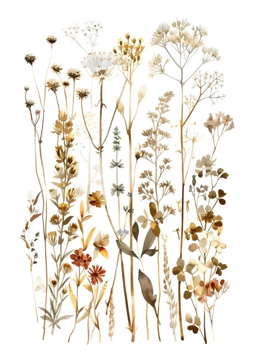 "Whispers in Bloom"|V04| – Soft Botanical Harmony | Wall Art Print | 5 Design Options - 20x30 cm / 8x12" - Design Option 3 - Canvas