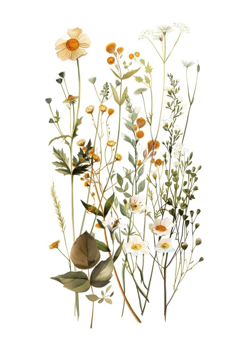 "Whispers in Bloom"|V04| – Soft Botanical Harmony | Wall Art Print | 5 Design Options - 20x30 cm / 8x12" - Design Option 5 - Canvas