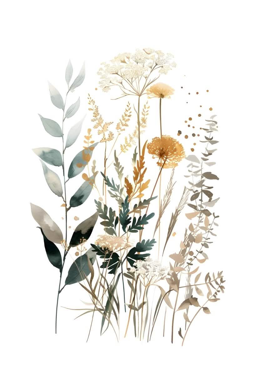 "Whispers in Bloom"|V04| – Soft Botanical Harmony | Wall Art Print | 5 Design Options - 20x30 cm / 8x12" - Design Option 2 - Canvas