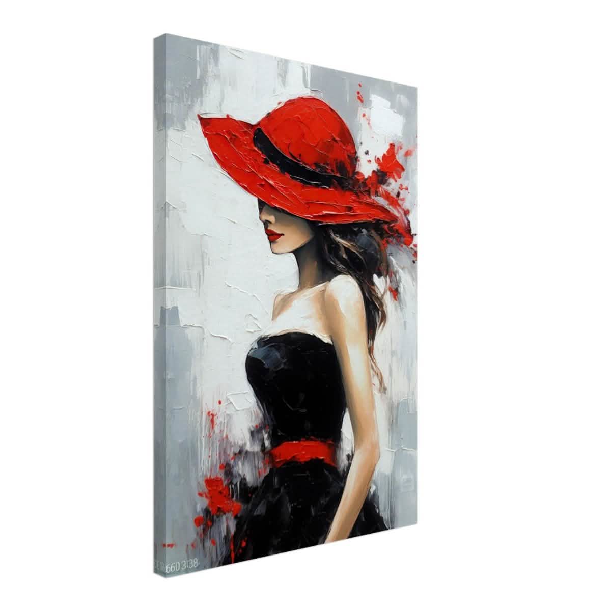 Whispers of Chic: The Lady with the Red Hat | Modern Figurative Art Wall art print - Canvas - 40x60 cm / 16x24″ -