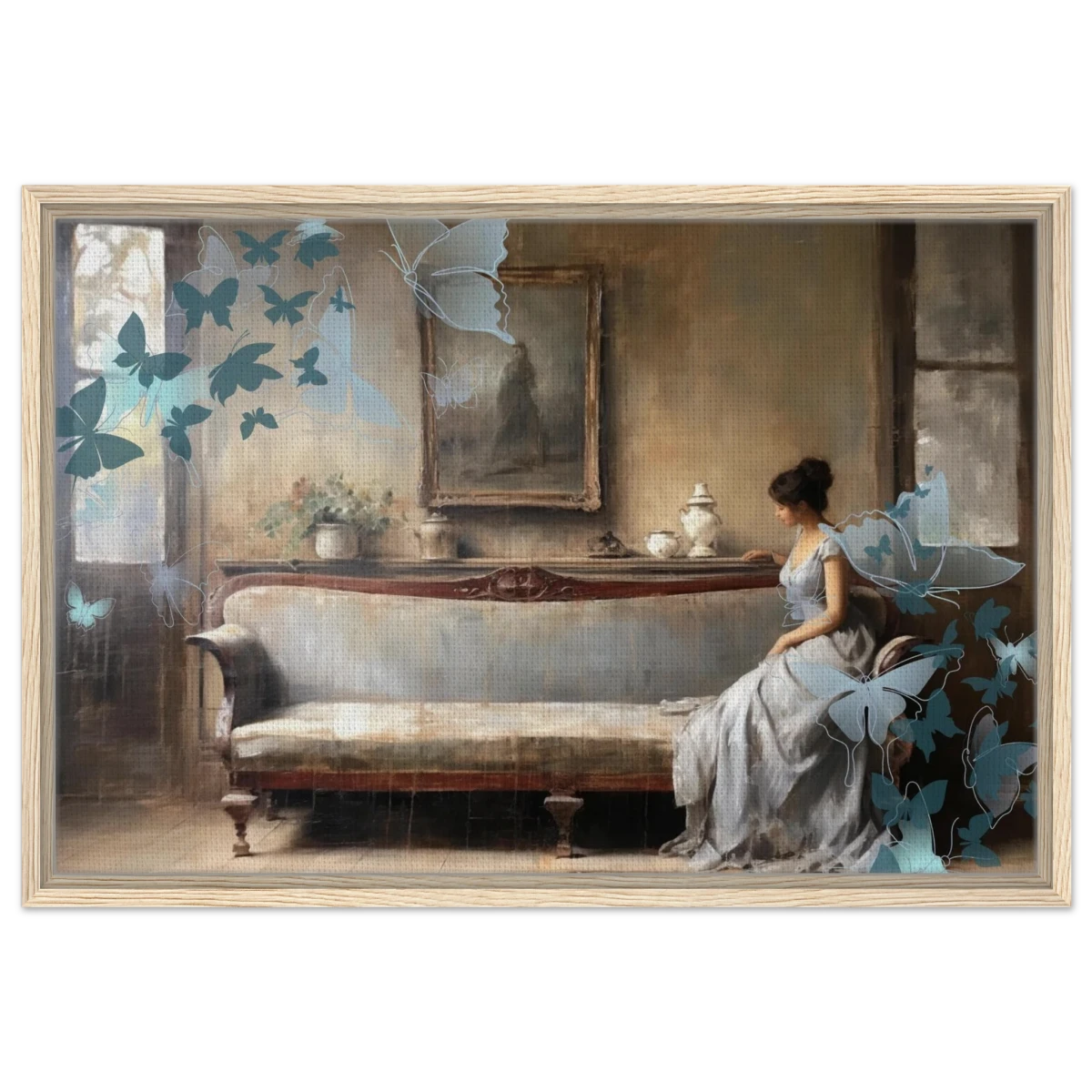 "Whispers of Solitude" – Romantic Realism with a Surreal Twist - Framed Canvas - 50x75 cm / 20x30″ - Wood frame