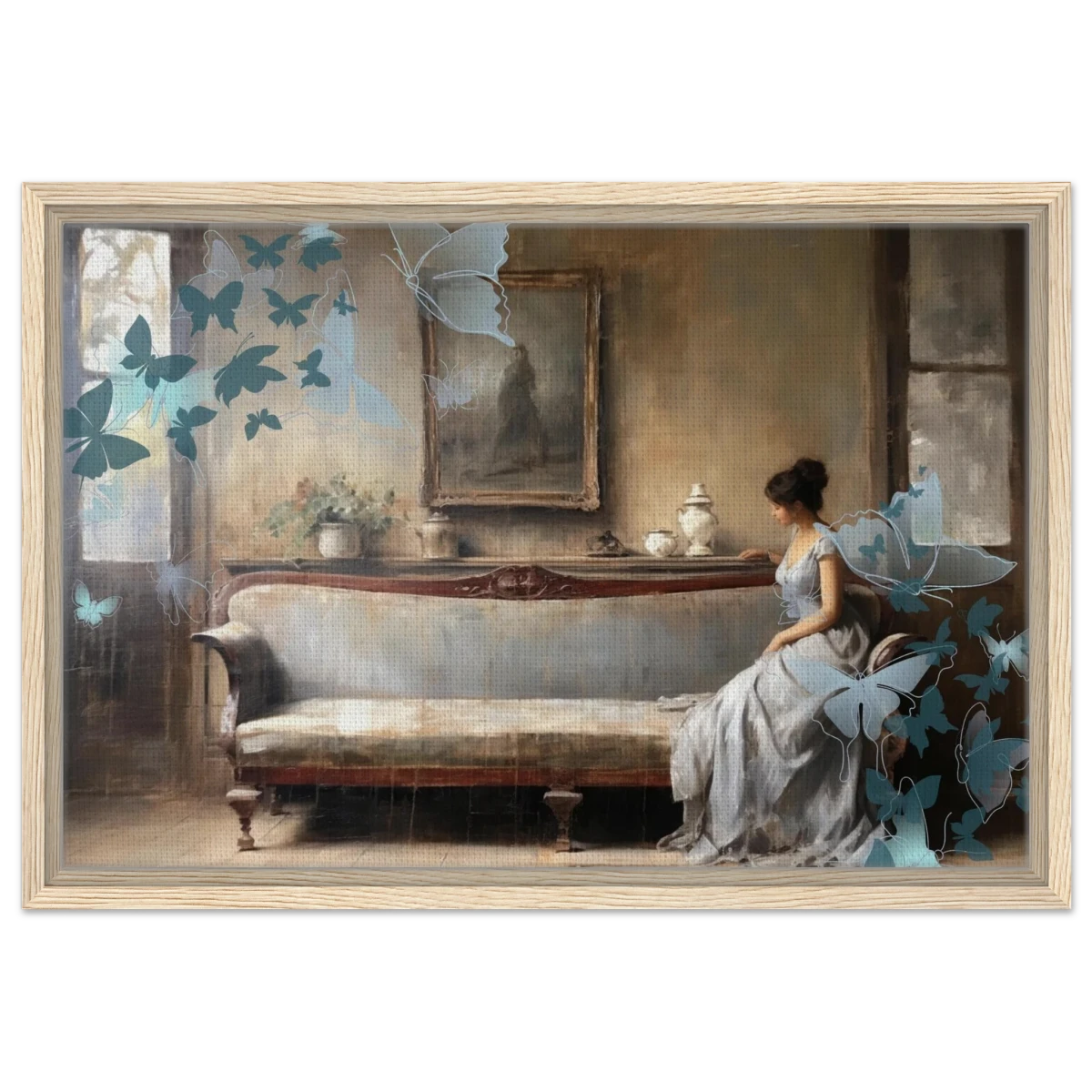 "Whispers of Solitude" – Romantic Realism with a Surreal Twist - Framed Canvas - 40x60 cm / 16x24″ - Wood frame