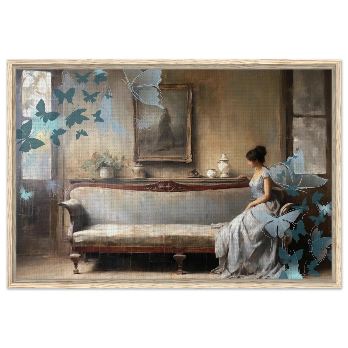 "Whispers of Solitude" – Romantic Realism with a Surreal Twist - Framed Canvas - 60x90 cm / 24x36″ - Wood frame
