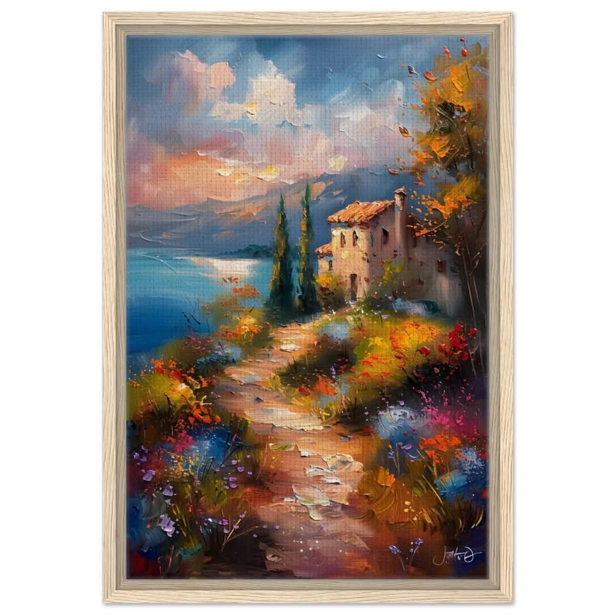 Whispers of Spring: A Coastal Haven | Da Vinci Arts Nature Collection | Wall art print - Framed Canvas - 40x60 cm / 16x24″ - Wood frame