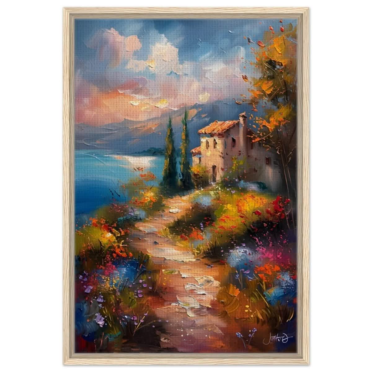 Whispers of Spring: A Coastal Haven | Da Vinci Arts Nature Collection | Wall art print - Framed Canvas - 50x75 cm / 20x30″ - Wood frame