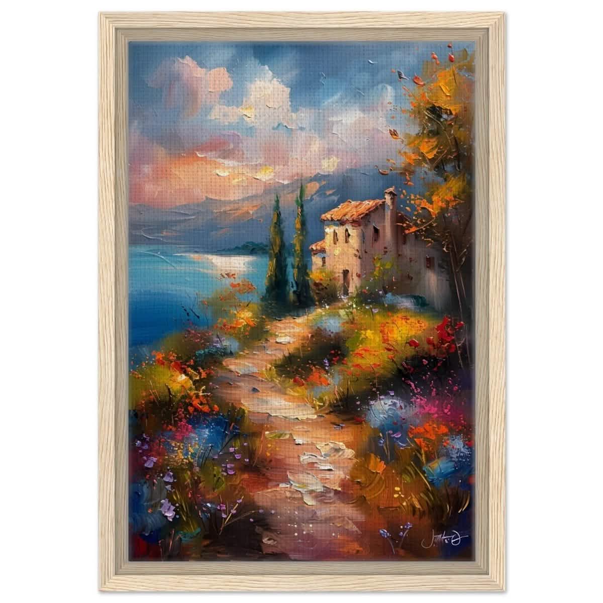 Whispers of Spring: A Coastal Haven | Da Vinci Arts Nature Collection | Wall art print - Framed Canvas - 30x45 cm / 12x18″ - Wood frame
