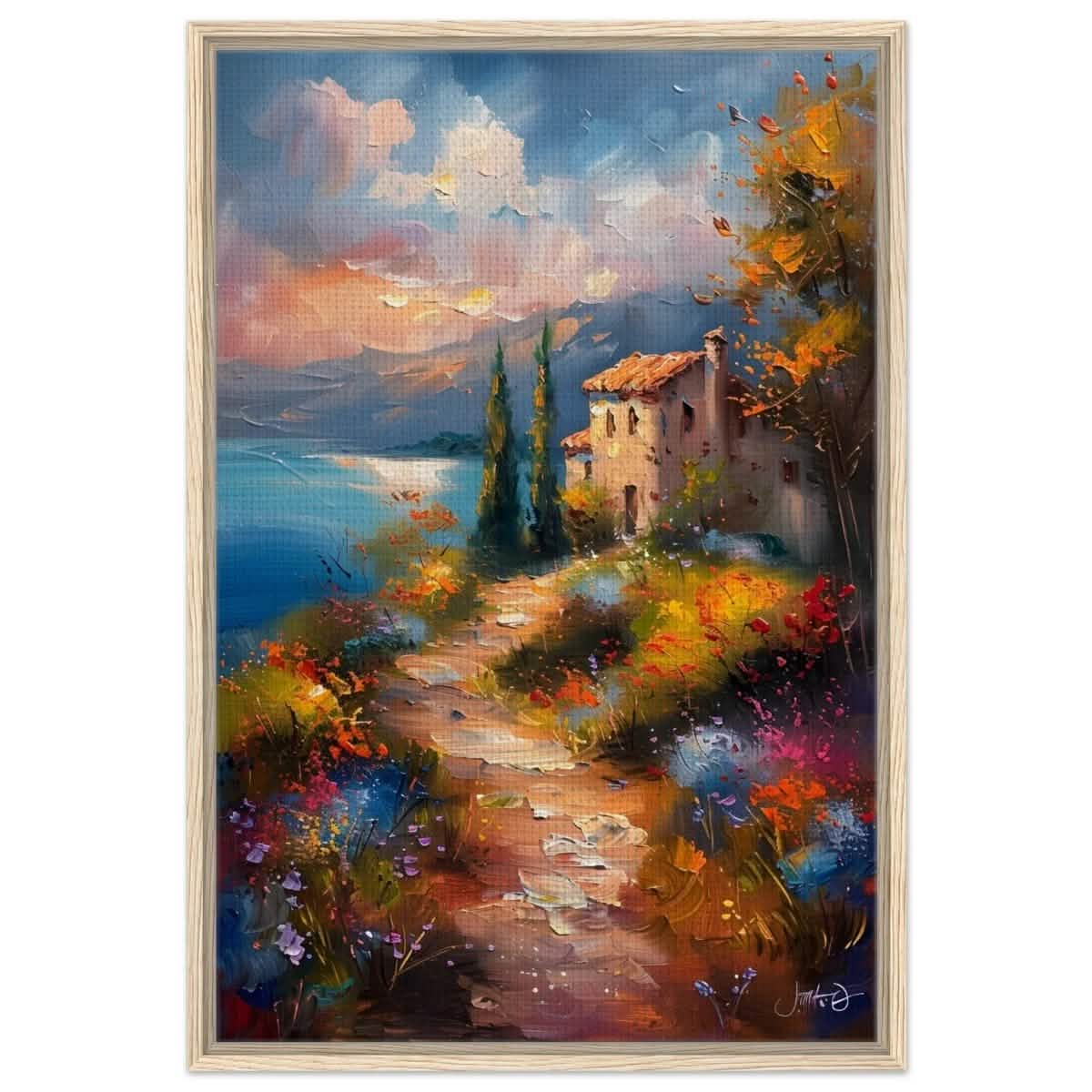 Whispers of Spring: A Coastal Haven | Da Vinci Arts Nature Collection | Wall art print - Framed Canvas - 60x90 cm / 24x36″ - Wood frame