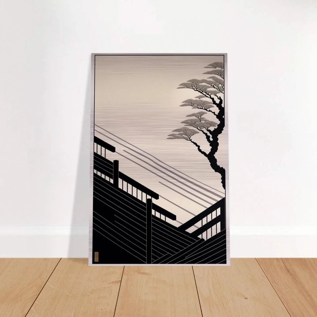 Whispers of Stillness | Japanese - inspired minimalist Wall art Print - Brushed Aluminum Print - 20x30 cm / 8x12″ -