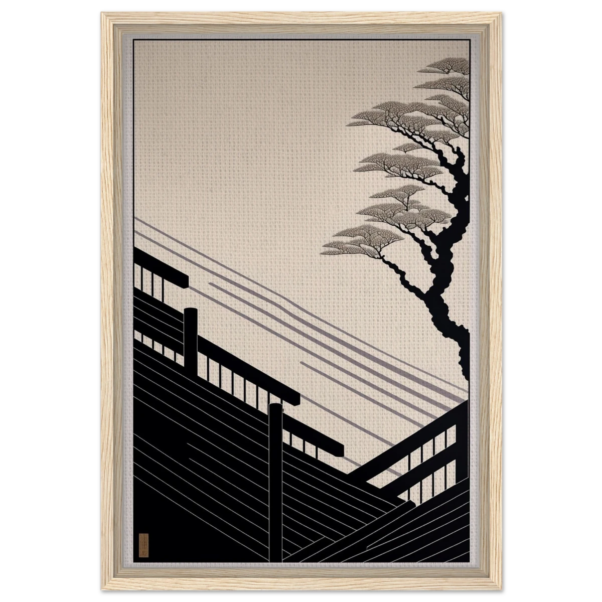 Whispers of Stillness | Japanese - inspired minimalist Wall art Print - Framed Canvas - 40x60 cm / 16x24″ - Wood frame