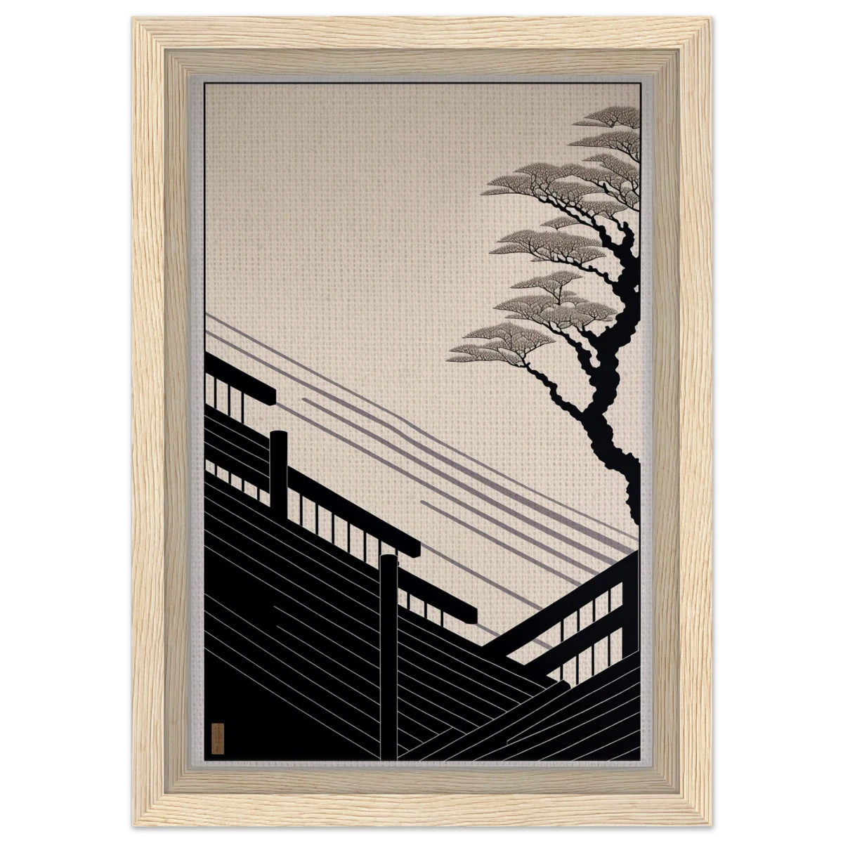 Whispers of Stillness | Japanese - inspired minimalist Wall art Print - Framed Canvas - 20x30 cm / 8x12″ - Wood frame