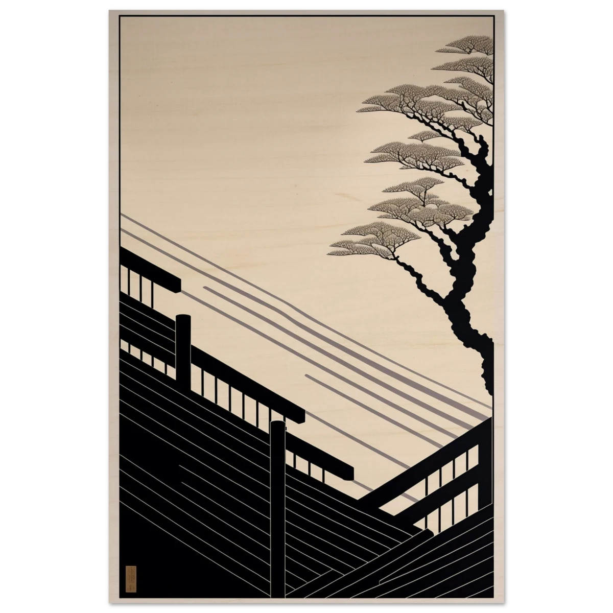 Whispers of Stillness | Japanese - inspired minimalist Wall art Print - Wood Prints - 60x90 cm / 24x36″ -