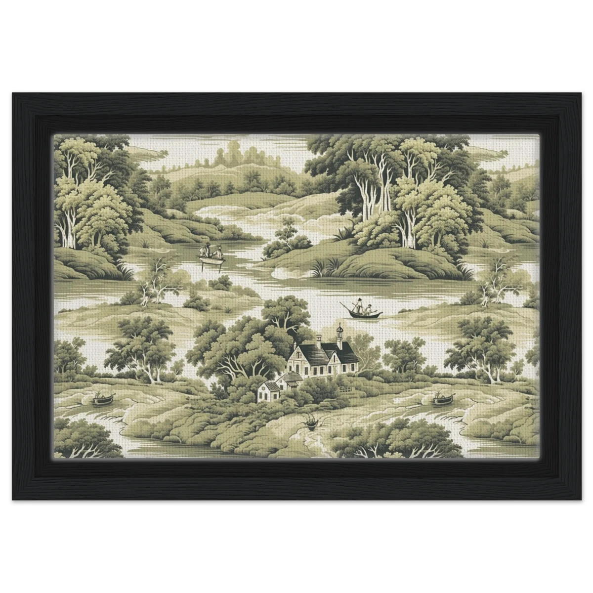 "Whispers of the Countryside" – Vintage Scenic Wall Art Print - Framed Canvas - 20x30 cm / 8x12″ - Black frame