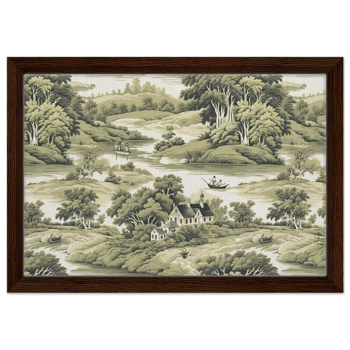"Whispers of the Countryside" – Vintage Scenic Wall Art Print - Framed Canvas - 30x45 cm / 12x18″ - Dark wood frame