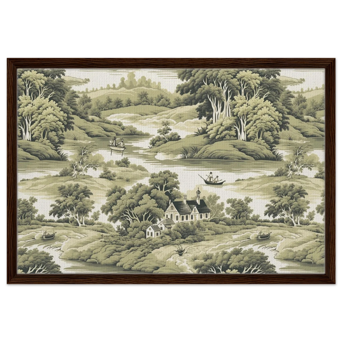 "Whispers of the Countryside" – Vintage Scenic Wall Art Print - Framed Canvas - 50x75 cm / 20x30″ - Dark wood frame