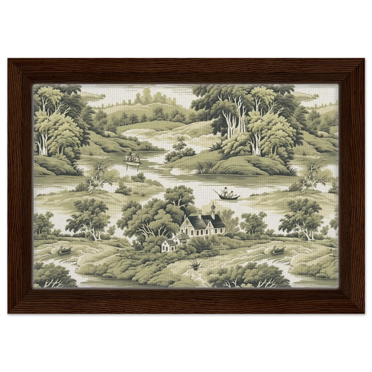"Whispers of the Countryside" – Vintage Scenic Wall Art Print - Framed Canvas - 20x30 cm / 8x12″ - Dark wood frame