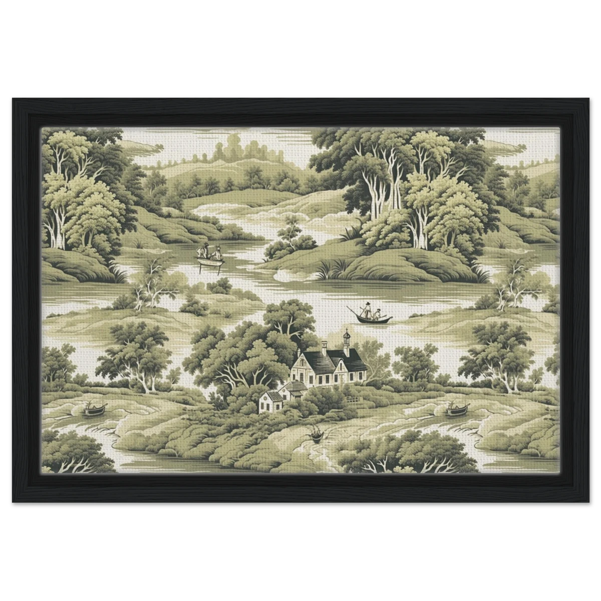"Whispers of the Countryside" – Vintage Scenic Wall Art Print - Framed Canvas - 30x45 cm / 12x18″ - Black frame