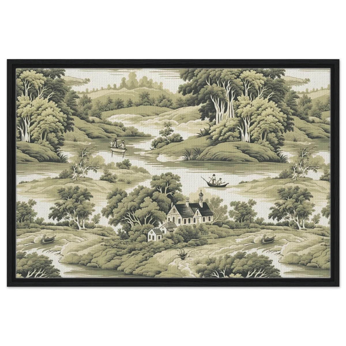 "Whispers of the Countryside" – Vintage Scenic Wall Art Print - Framed Canvas - 60x90 cm / 24x36″ - Black frame