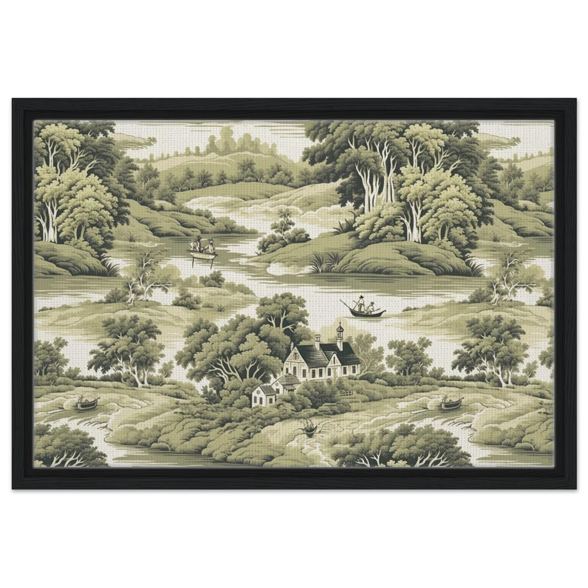 "Whispers of the Countryside" – Vintage Scenic Wall Art Print - Framed Canvas - 40x60 cm / 16x24″ - Black frame