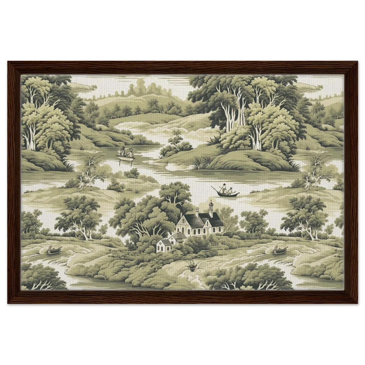 "Whispers of the Countryside" – Vintage Scenic Wall Art Print - Framed Canvas - 40x60 cm / 16x24″ - Dark wood frame