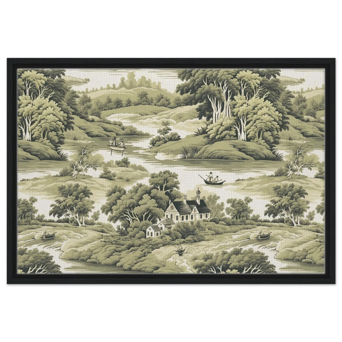 "Whispers of the Countryside" – Vintage Scenic Wall Art Print - Framed Canvas - 50x75 cm / 20x30″ - Black frame