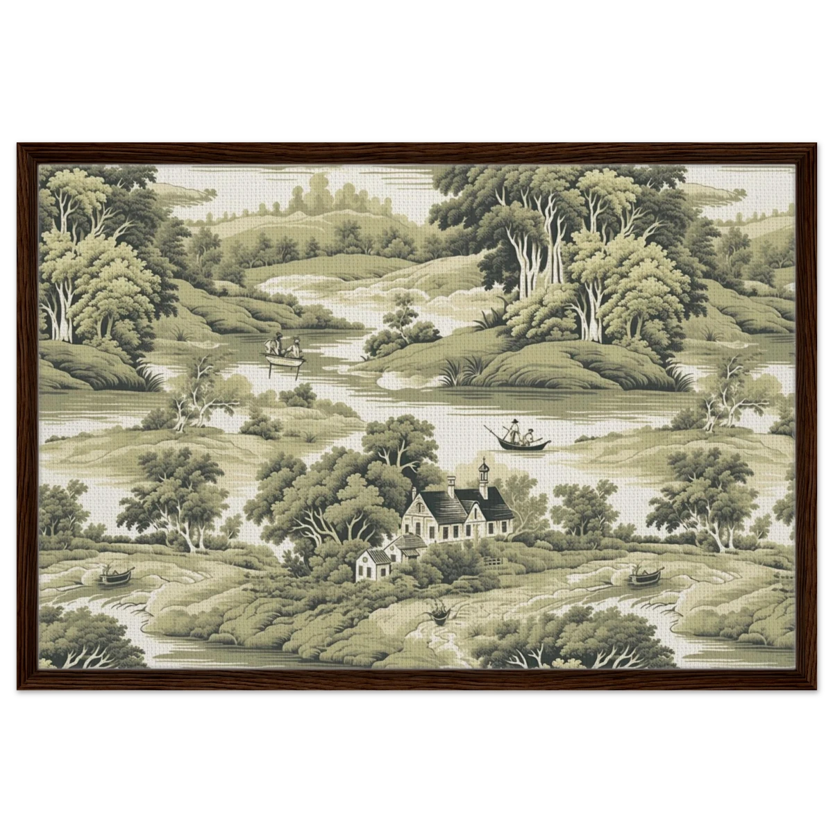 "Whispers of the Countryside" – Vintage Scenic Wall Art Print - Framed Canvas - 60x90 cm / 24x36″ - Dark wood frame