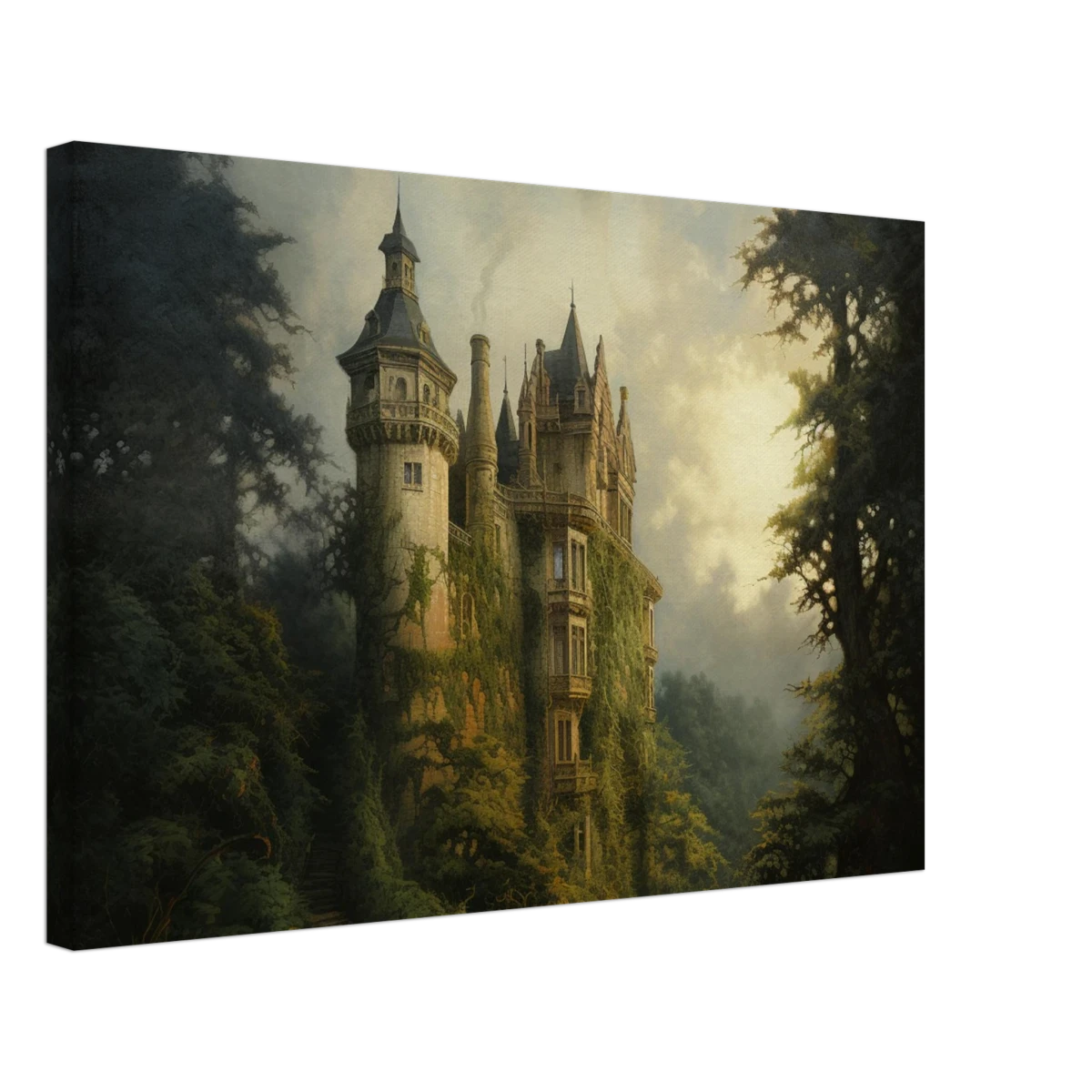 "Whispers of the Ivy Keep" Dreamlike Castle Wall Art Print - Canvas - 40x60 cm / 16x24″ -