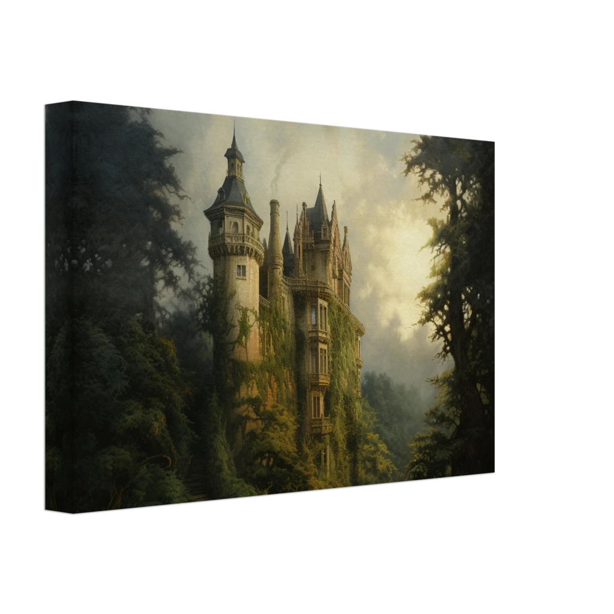 "Whispers of the Ivy Keep" Dreamlike Castle Wall Art Print - Canvas - 20x30 cm / 8x12″ -