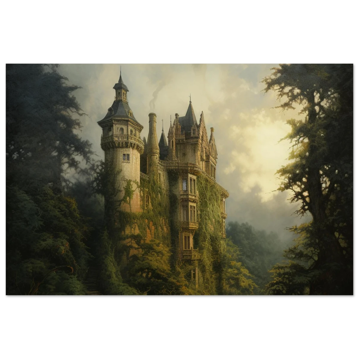 "Whispers of the Ivy Keep" Dreamlike Castle Wall Art Print - Fine Art Poster - 60x90 cm / 24x36″ -