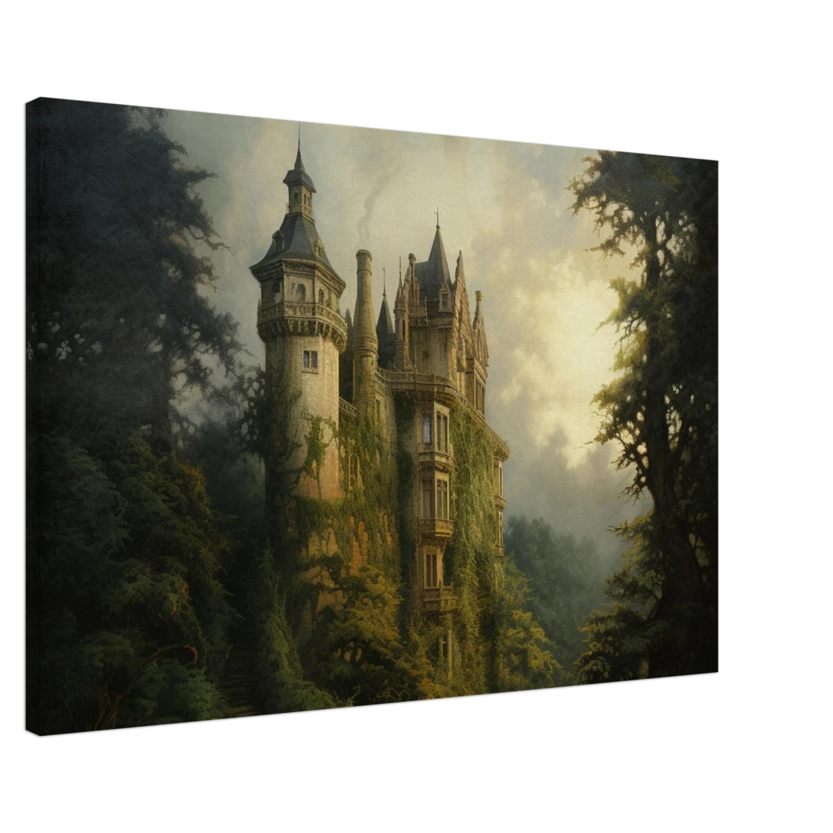 "Whispers of the Ivy Keep" Dreamlike Castle Wall Art Print - Canvas - 60x90 cm / 24x36″ -