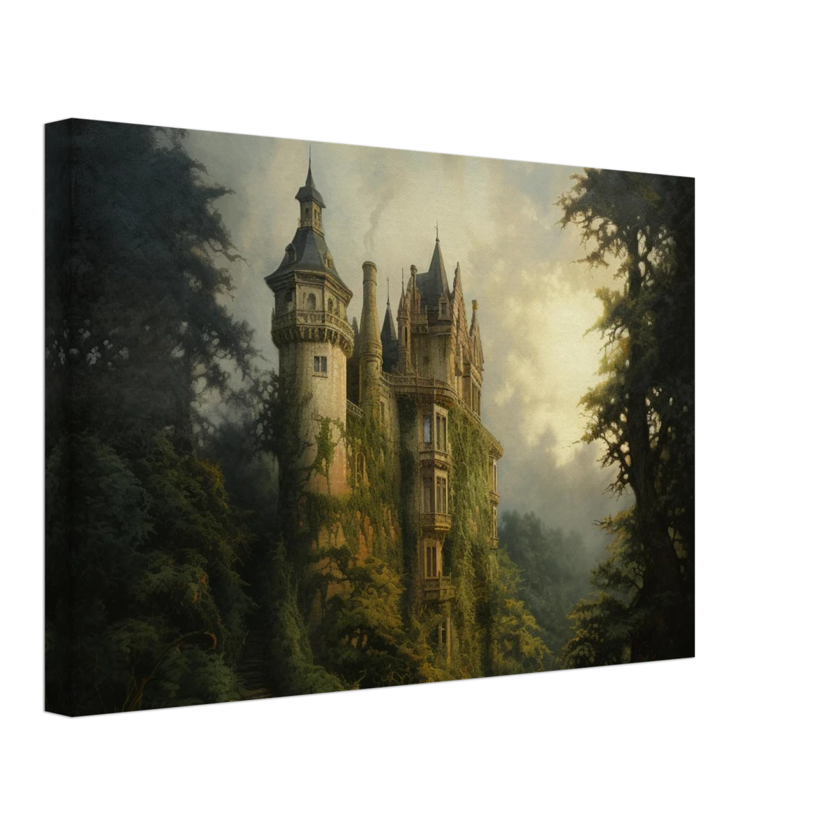 "Whispers of the Ivy Keep" Dreamlike Castle Wall Art Print - Canvas - 30x45 cm / 12x18″ -