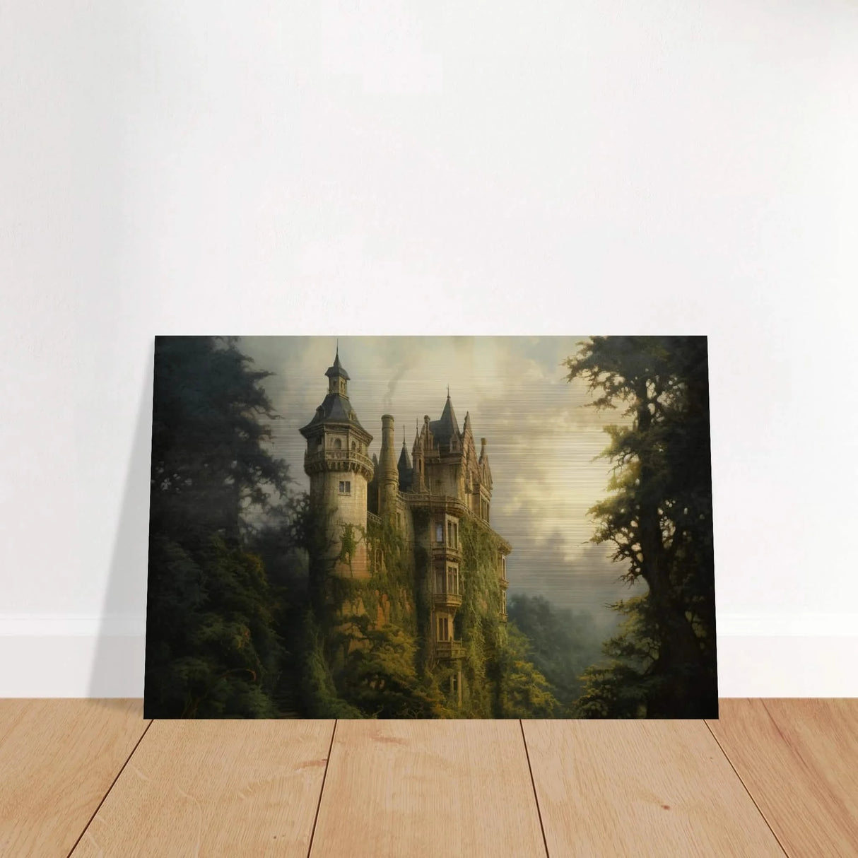 "Whispers of the Ivy Keep" Dreamlike Castle Wall Art Print - Brushed Aluminum Print - 30x45 cm / 12x18″ -