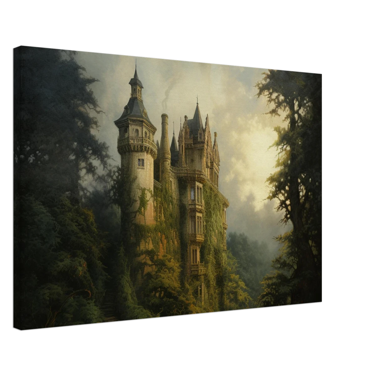 "Whispers of the Ivy Keep" Dreamlike Castle Wall Art Print - Canvas - 50x75 cm / 20x30″ -