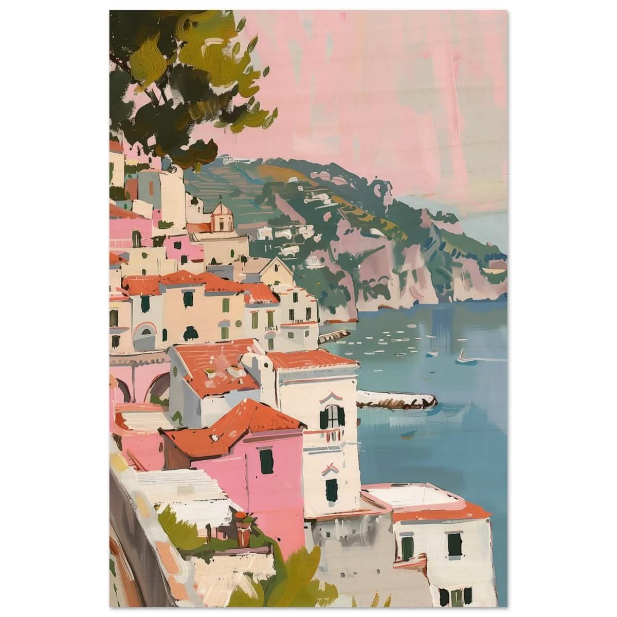 Whispers of the Riviera | Modern Impressionist Landscape Art | City and Scenic Views - Wood Prints - 30x45 cm / 12x18″ -