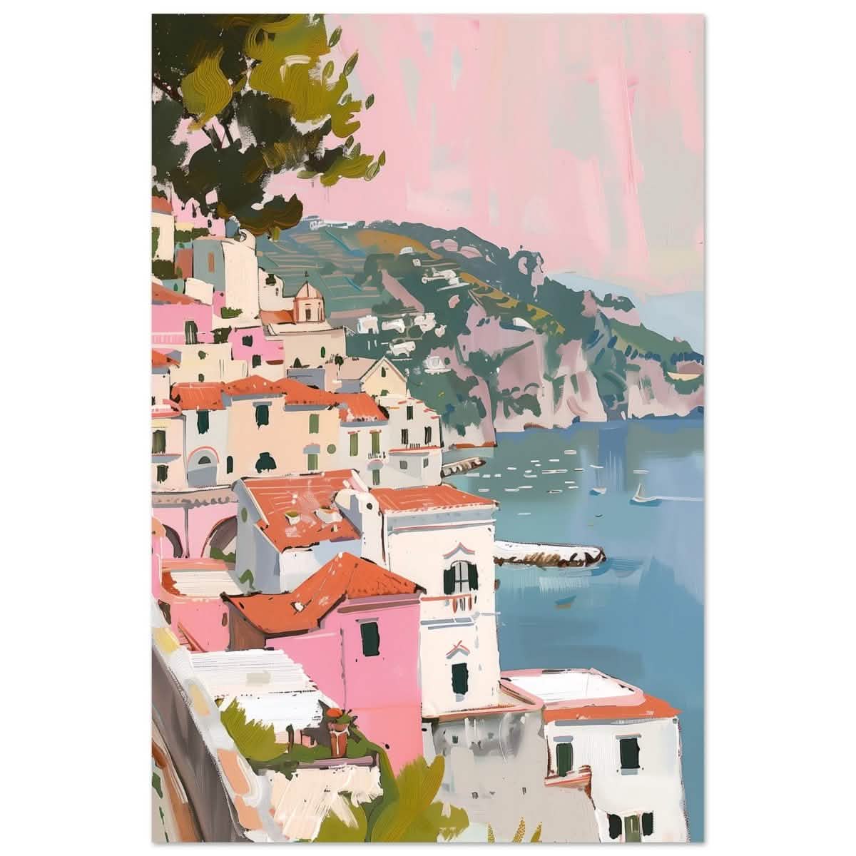 Whispers of the Riviera | Modern Impressionist Landscape Art | City and Scenic Views - Aluminum Print - 30x45 cm / 12x18″ -