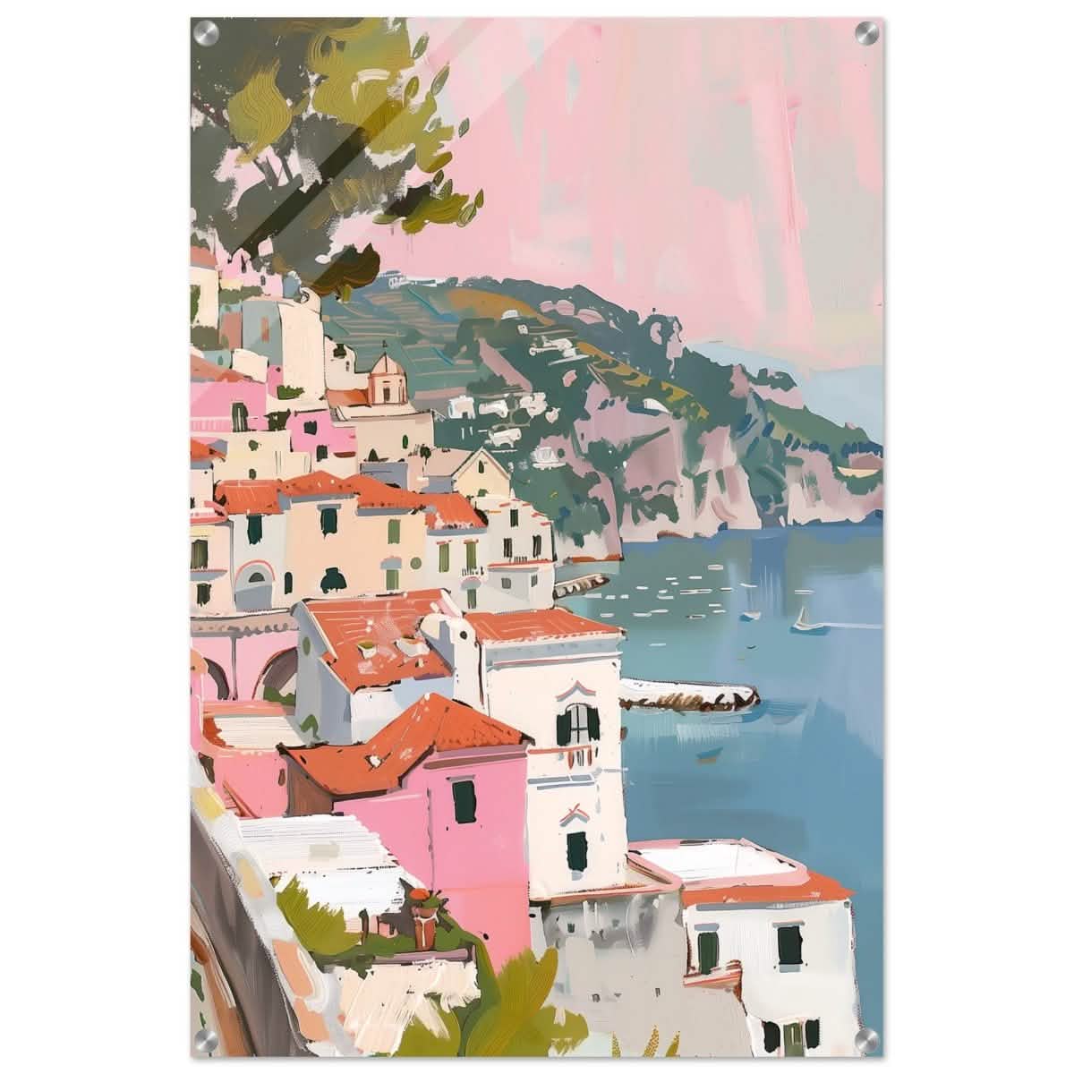 Whispers of the Riviera | Modern Impressionist Landscape Art | City and Scenic Views - Acrylic Print - 30x45 cm / 12x18″ -