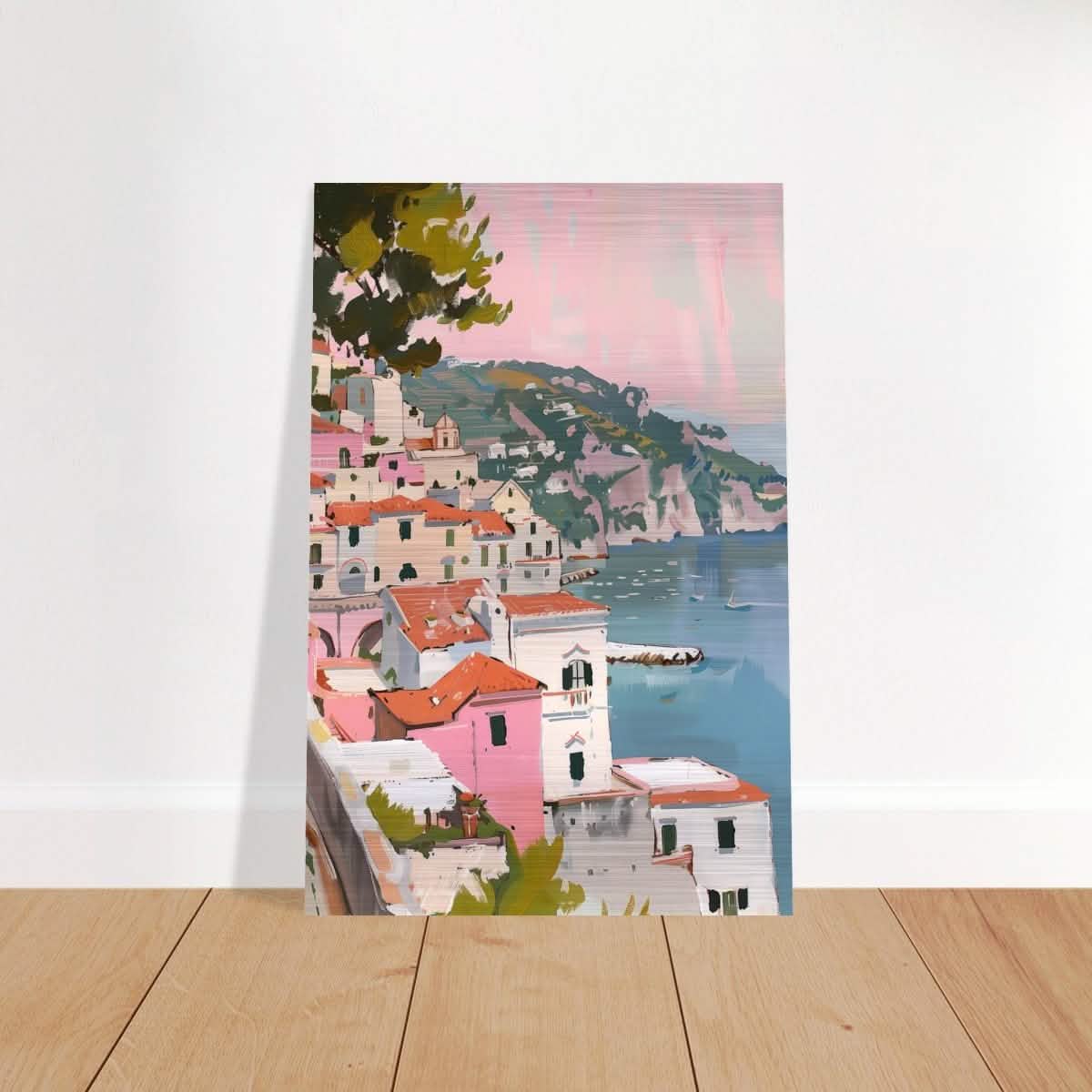 Whispers of the Riviera | Modern Impressionist Landscape Art | City and Scenic Views - Brushed Aluminum Print - 30x45 cm / 12x18″ -
